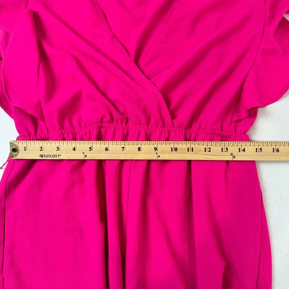 Hutch Women's One Piece Ruffle Wrap Jumpsuit Wide Leg Pink Size M - Picture 12 of 15